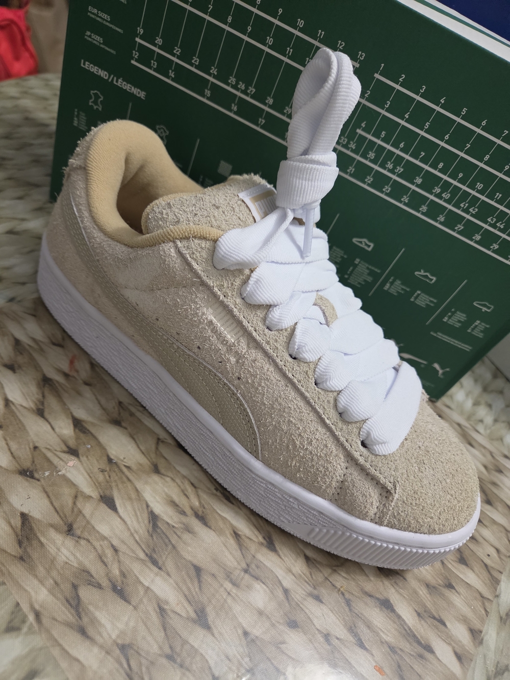 PUMA Suede Xl Hairy Lace Up  Womens Beige Sneakers Casual Shoe 39830901
